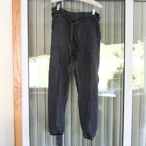 Anthropologie Metallic Belt Tapered Utility Jogger